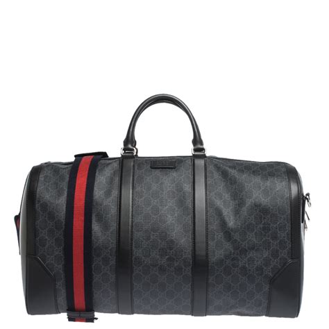 gucci grey duffle bag|luxury black duffle bag men's.